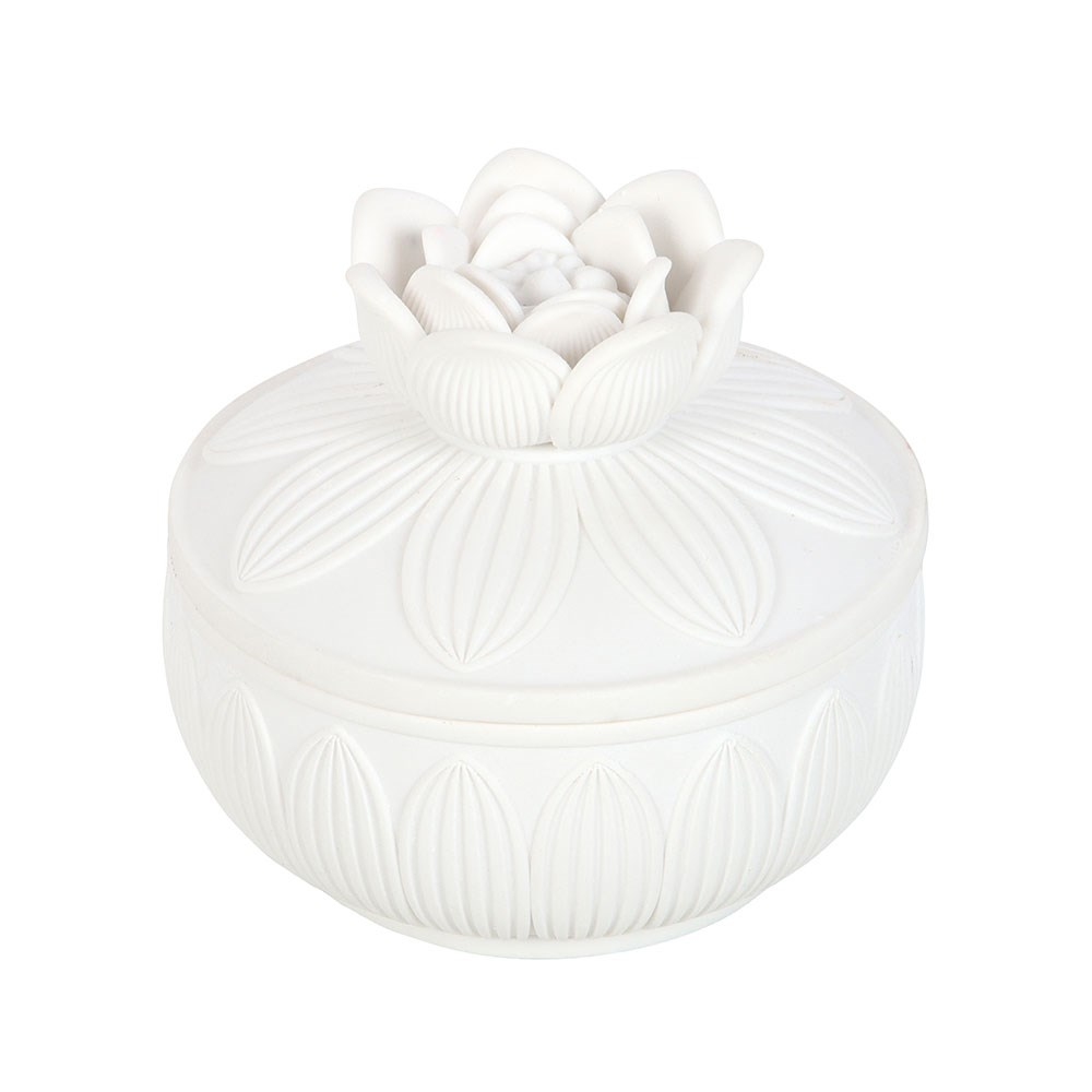 Something Different - White Lotus Flower Trinket Box Boîte décorative - Blanc